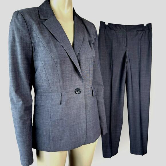 Classiques Entier Wool Blend 2 Piece Suit Set Blazer Jacket Size 6 Pants 8 Gray - Picture 3 of 12